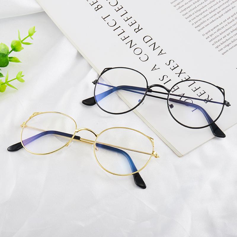 For Flat Cat Ears, Retro Round Face Frames, Glasses Frames, Literary And Anti-Blue Flat Glasses