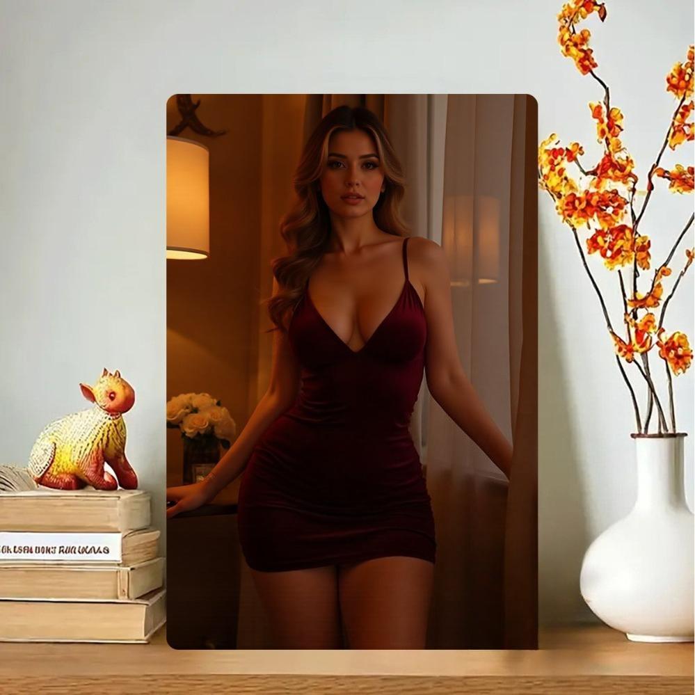 

Du Retro Bikini Model Metal Wall Art Sexy Female Tin Sign 8x12 Inch Vintage Decor for Man Cave Bathroom Pool Bar Lounge Home 20x30cm（7.8x11.8inch）