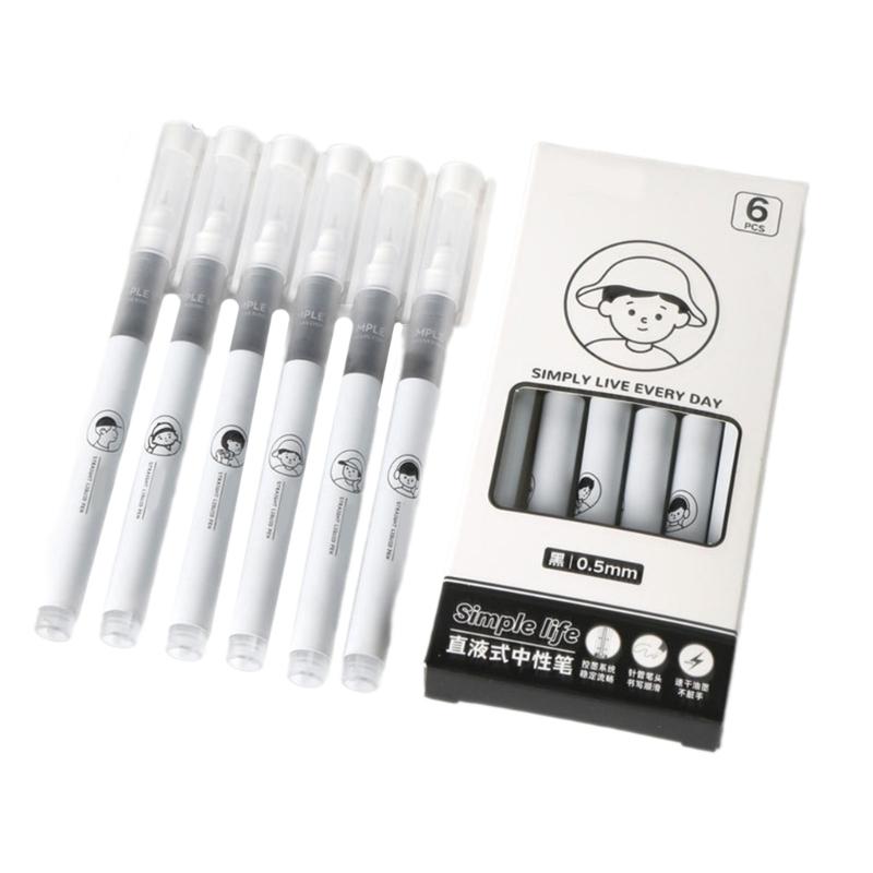 6 Pcs 0.5mm Gel Ink Pen Neutral Pen Black Ink Gel Pen Signing Pen Gel Pen Straight Liquid Pen for Journaling Writing