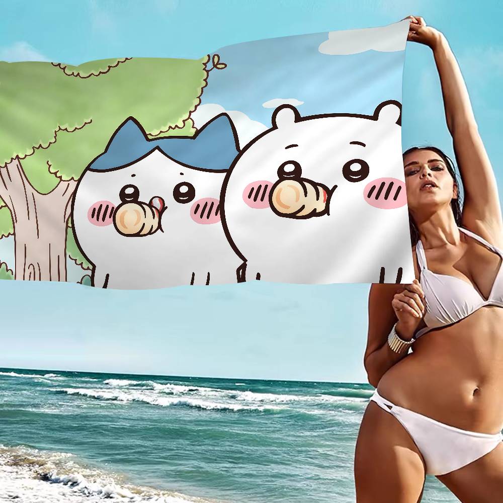 Cute Japanese C-Chiika-waE Usagi Microfiber Beach Towel Absorbent Quick Dry Soft Yoga Swimming Resort Mountain Climbing Towel