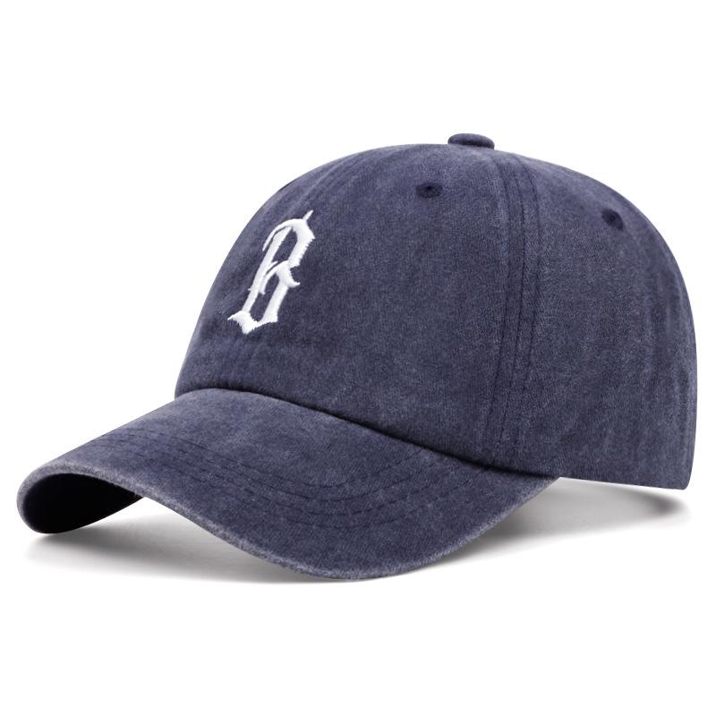 Korean style simple D letter embroidery washed denim baseball cap for women ins fashion versatile trendy brand peaked cap