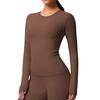 Women's Solid Color Double-Sided Sanded Long Sleeve Training T-Shirt for Running, Fitness, and Yoga