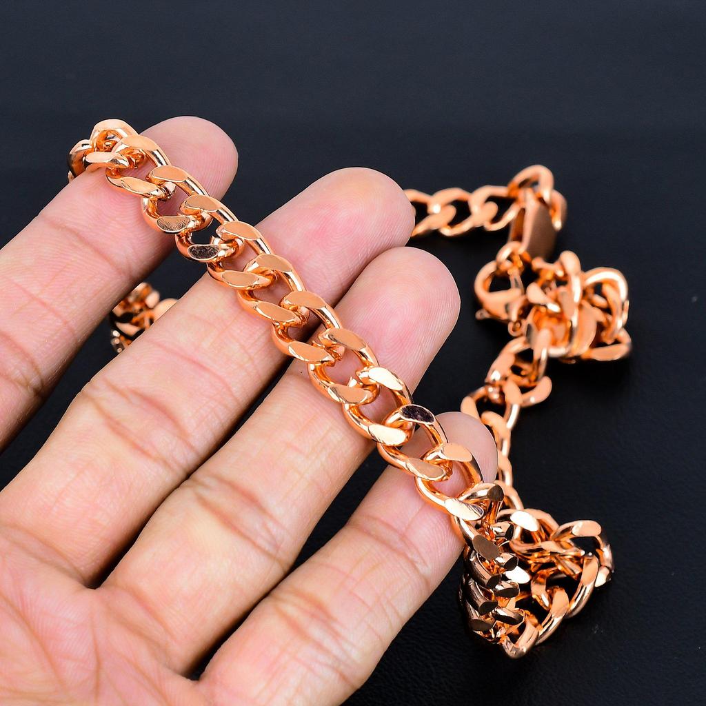 Pure Copper Thick Heavy Necklace Chain, Handmade Solid Chain Necklace, Chain For Unisex Jewelry
