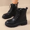 Autumn and winter new mid-heel square and round-toed Martin boots women's side zipper thick-soled women's short boots