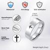 Vnox Classic Cross Ring for Women Men, 6mm Glossy Stainless Steel Wedding Band, Unisex Religious Christian Jesus Christ Rings