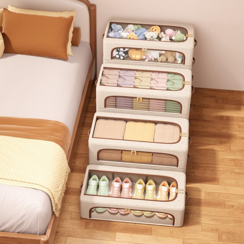 high qualityThickened Steel Frame Support, Large Capacity Under Bed with Lid Foldable Storage Shoe Box, Can Be Placed in The Bedroom, Living Room,