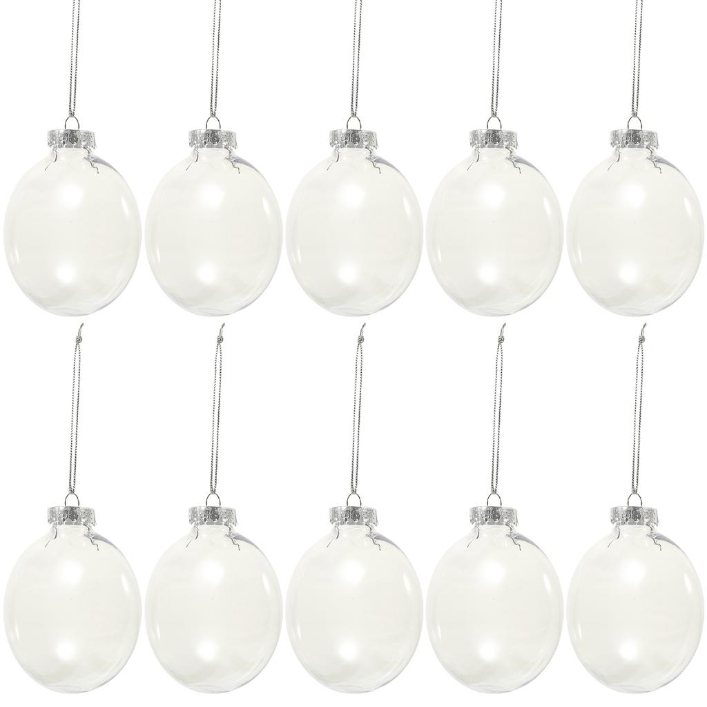 10pcs 8CM Christmas Transparent Balls Hollow DIY Plastic Fillable Bauble Xmas Tree Hanging Ornaments Home Party Gifts Box Decor