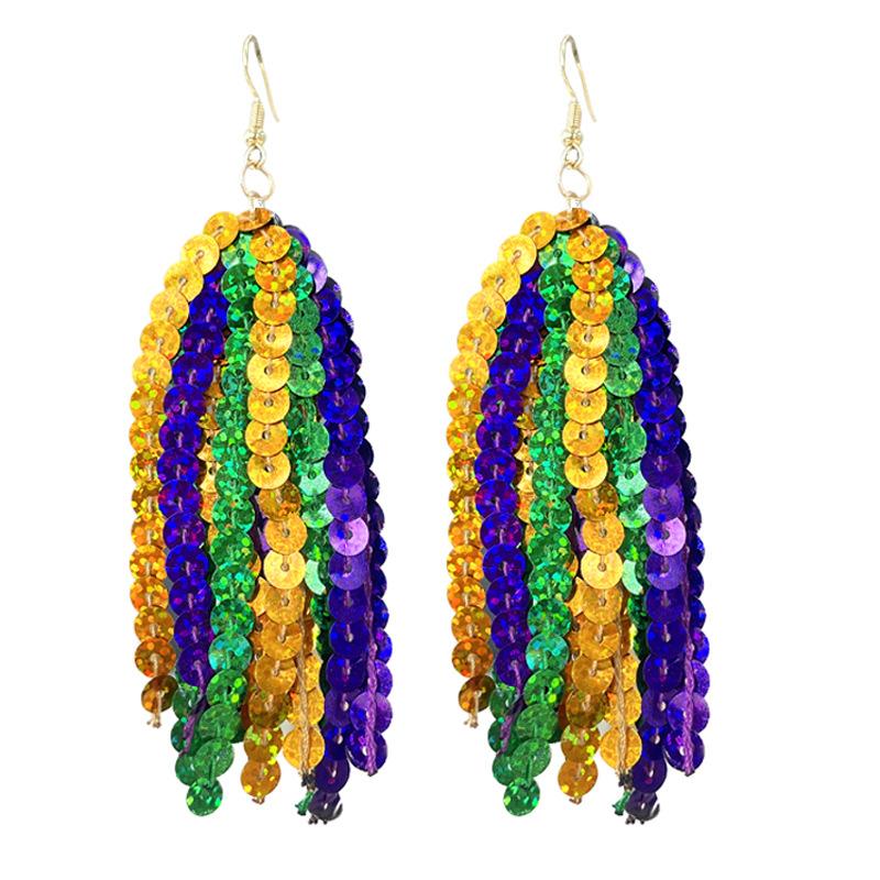 Mardi Gras Hoop Earring Feather Long Earring New Tassel Earring  Women