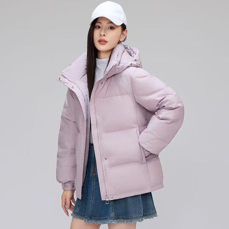 Thickened Down Cotton Jacket with Detachable Hood for Winter Petite