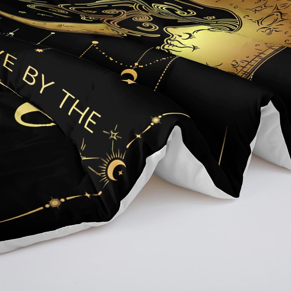 3PC Sun And Moon Celestial Bedding Set Astrology Duvet Cover with 2 Pillowcases Modern Bedroom Guest Room Decor
