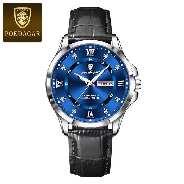POEDAGAR 855 Waterproof Luminous Quartz Watch Men Luxury Sport Casual Watch Genuine Leather Bracelet Men s Watches POEDAGAR 855