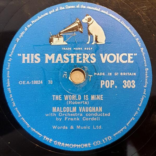 SP 78 RPM English Malcolm Vaughan This World is Mine Now POP303 His Masters Voice