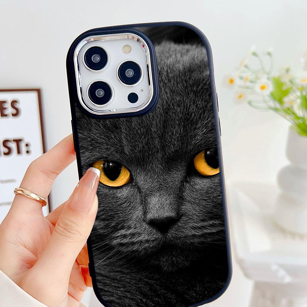 LZ3 Black Cat Green Eyes Soft Phone Case for Samsung S24 Ultra S23 Plus S21 FE A16 A54 A52 A06 Infinix Hot 40 30i Lens Protection Shockproof Cover