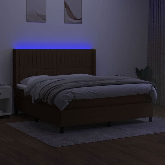 VidaXL Slat Bed Base with Mattress and LED, Upholstered Bed, Double Bed, Adult Bed for Interior Bedroom, 3138488