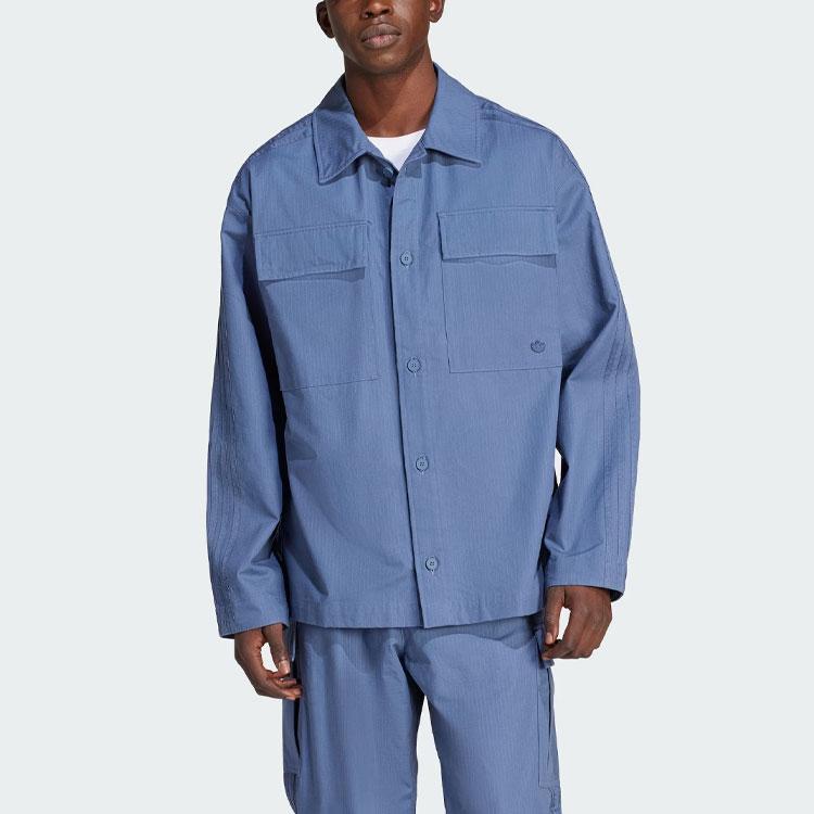 Adidas Originals Essential Premium Essentials Overshirt Solid Color Loose Fit Large Pocket Sports Casual Comfortable Long Sleeve Shirt IU2345