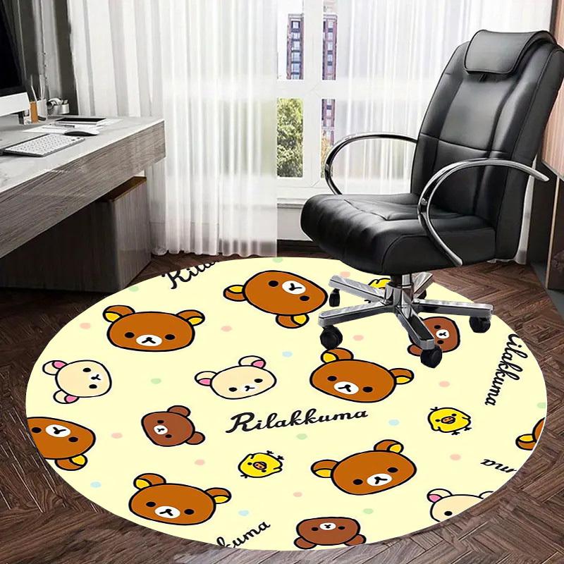 1pc Rilakkuma Pattern Cute Animals Round carpet, Made of Polyester,Perfect for Decorating Office Chairs, Living Rooms,Vibrant Decorative Rug