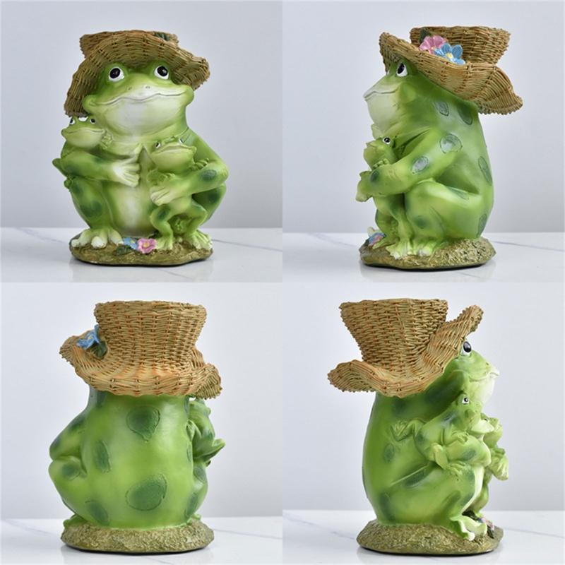 Frogs Statue Bird Feeder Resin Figurine for Garden and Terraces Outdoor Backyard Decorative Statue Bird Feeding Station