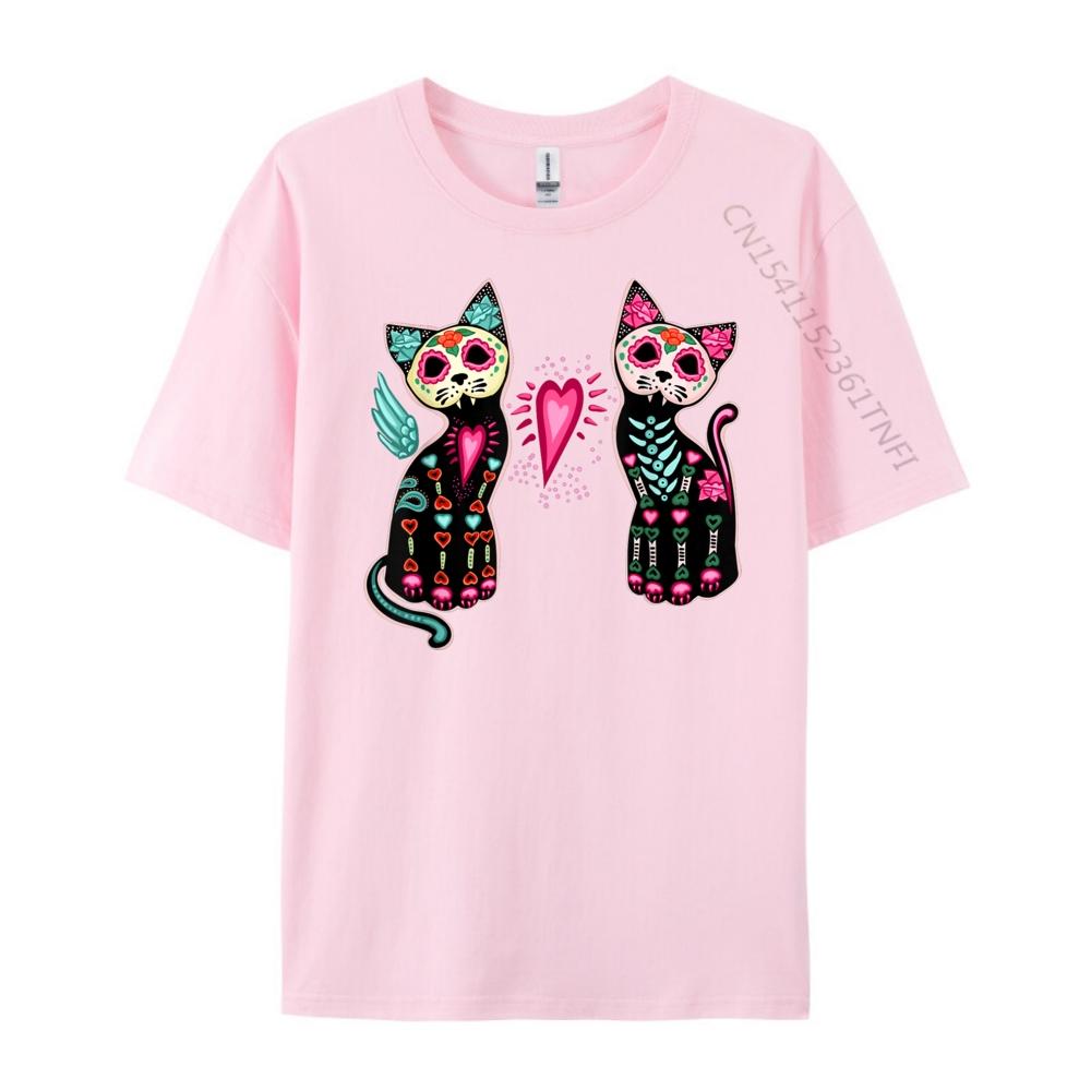 Day Of The Dead Cats Shirt Cat Lovers Dia De Los Muertos Plain Shirt Mens Clothing Normal Men Clothes Luxury Brand Luxury