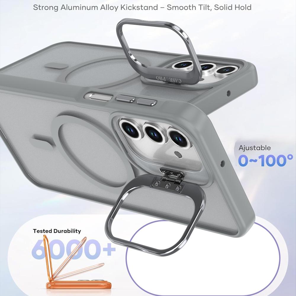 KEYSION Lens Stand Magnetic Phone Case for MagSafe for Samsung Galaxy A55 5G A35 A25 A15 A05S Matte Translucent Shockproof Cover