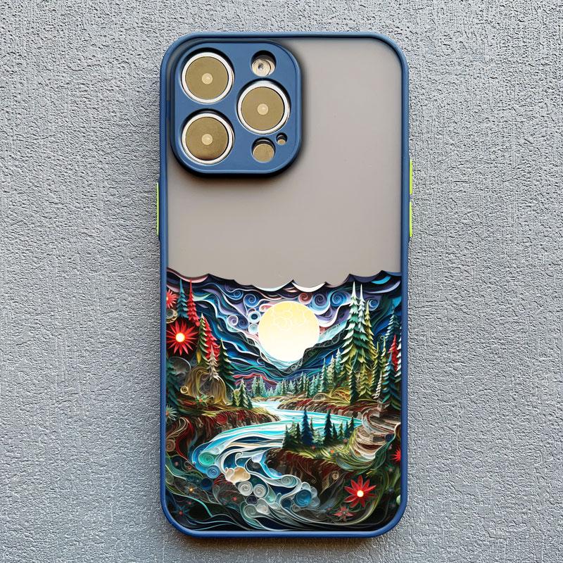 Forest scenery Mountain River Landscape Phone Case For iphone 16 15 14 13 12 11 Pro Max Mini Plus X XR XS 7 8 Shockproof Cover