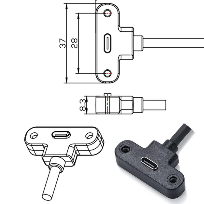 652F Fast And Data Usb C Extension Cable With Panel Mount Male To Female Cord Efficient And Convenient