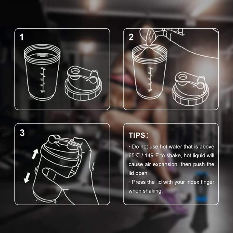 Proteinová šejkrová láhev Nepropustná láhev na proteinové směsi 3vrstvý šejkrový pohár se šroubovacím víčkem Sportovní šejkrová láhev na proteinový prášek