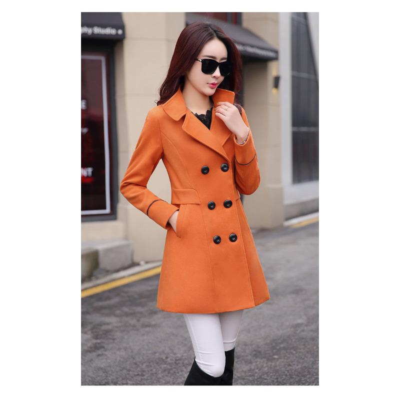 Palton Trench pentru Femei de Toamnă și Iarnă Nou Versiune Coreeană Slim-fit Palton de Lână cu Piept Dublu Palton Lung de Lână pentru Femei