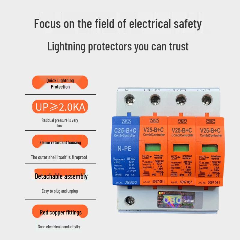 Germany OBOV20-B+C/3 Lightning Arrester Class 2 with Remote Signaling and Surge Protection