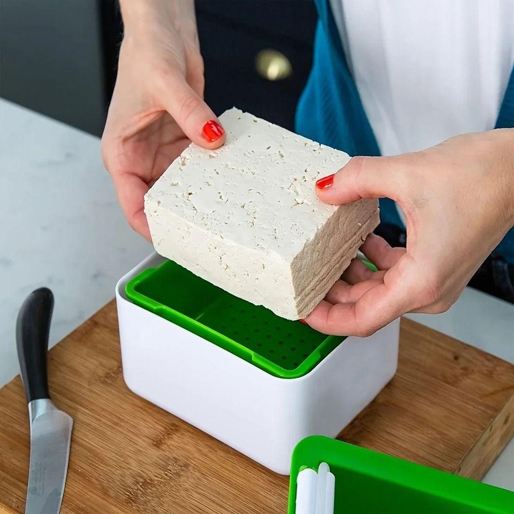 Durable Plastic Tofu Presser Safe 3-Layer Tofu Mold Space Saving with Drip Tray Tofu Making Mold Cooking Tools