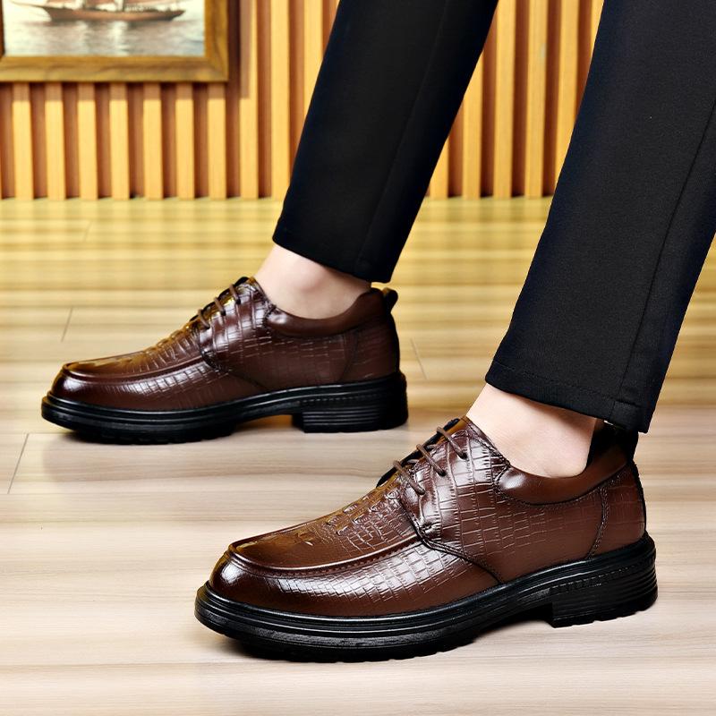 Low-top leather shoes men's cowhide British dress casual men's soft-soled wedding groom leather shoes 2025