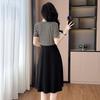 Plus Size Striped Patchwork Faux Two-Piece Slimming Short-Sleeve Summer Dress - Chic & Fashionable New Arrival