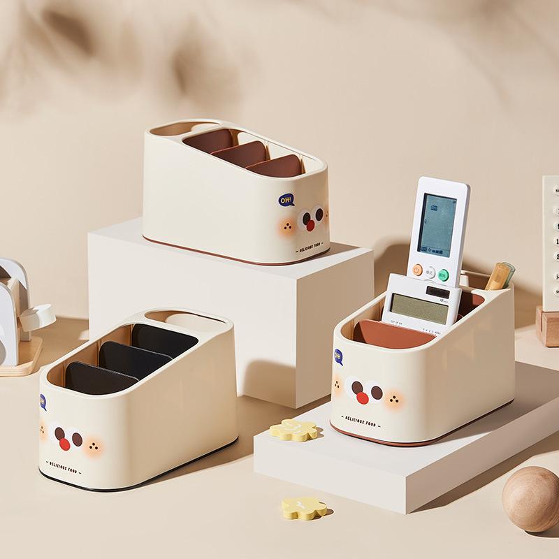 Cute desktop storage box student dormitory cosmetics box lipstick sundries makeup brush finishing basket grid pen holder