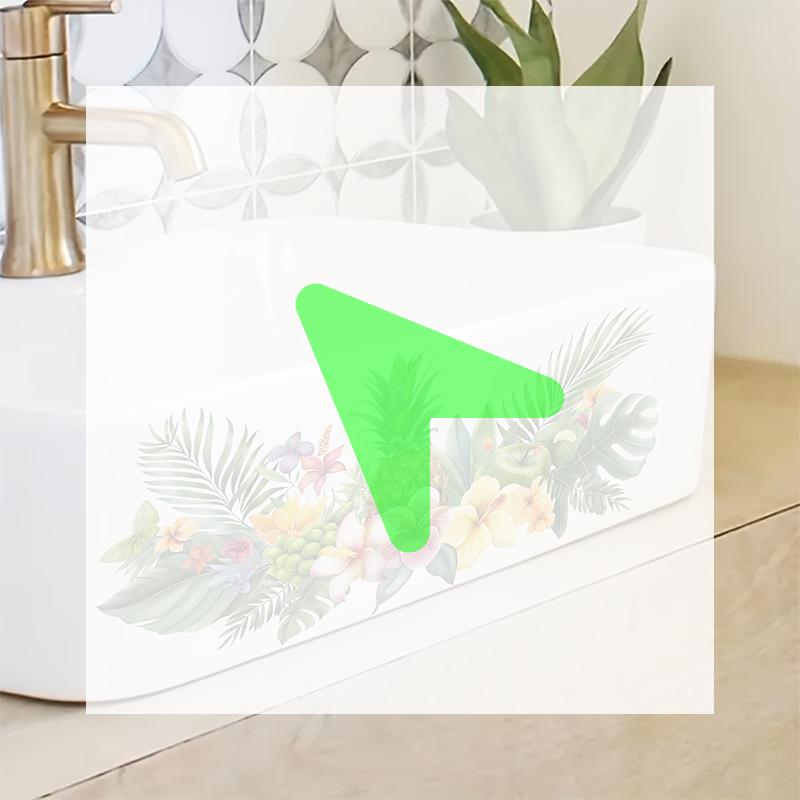 Fresh Floral Pattern Sink Area Background Wall Sticker Bathroom Wall Decoration Self-Adhesive Removable Waterproof Creative Stic