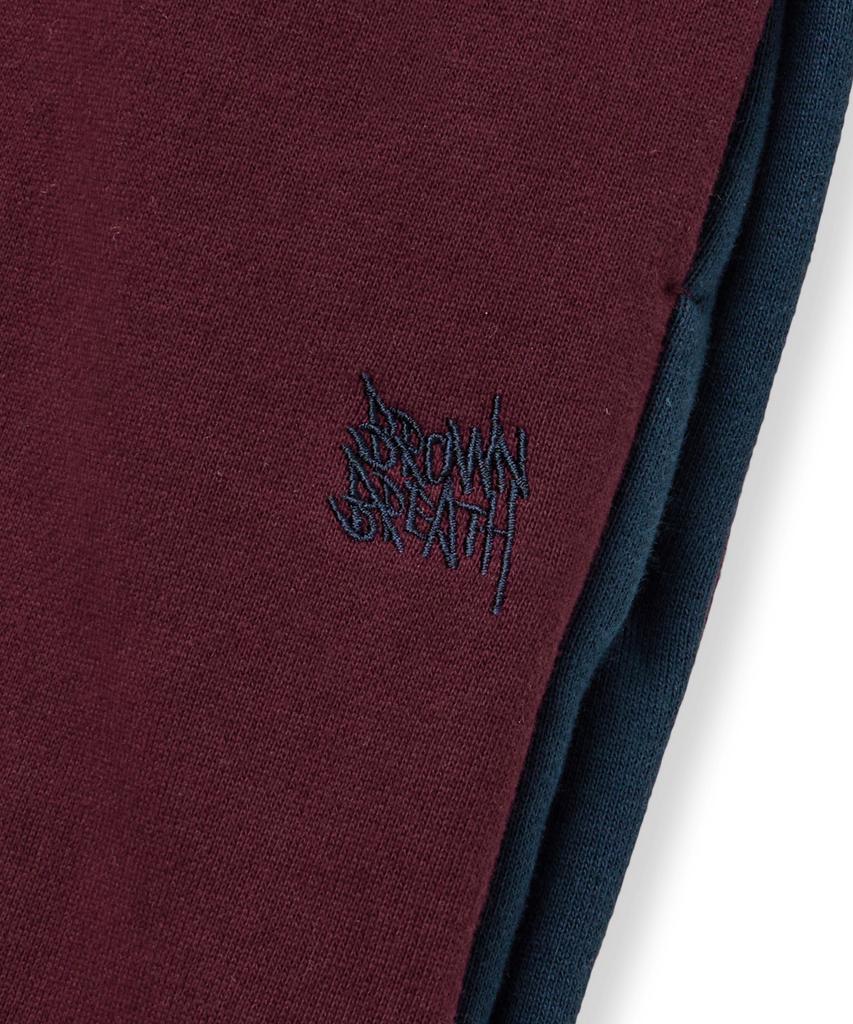 BROWNBREATH W Side Block Sweat Pants - Burgundy