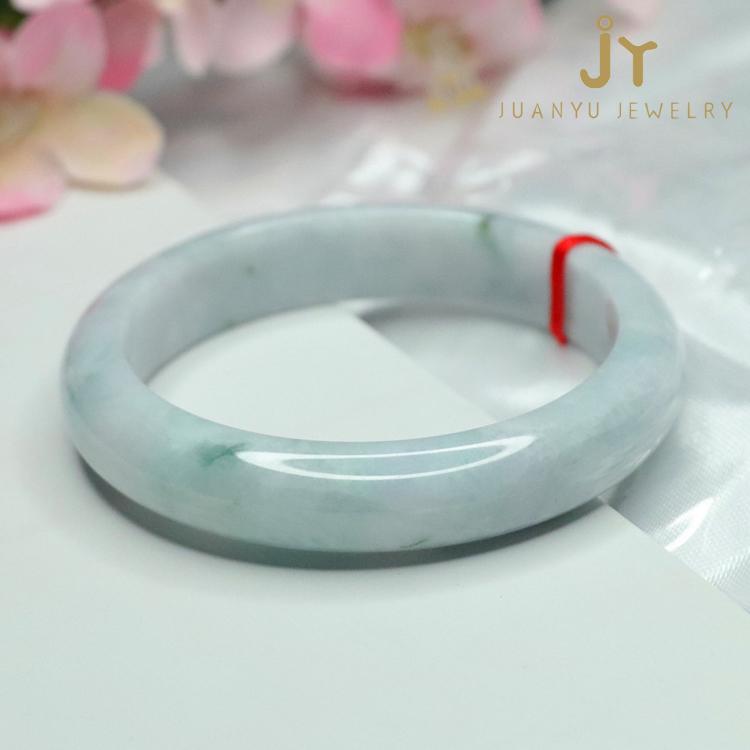 Juanyu Natural Jade Bangles for Women Myanmar Jade Bangles Handcarved Jadeite Bangles /54mm