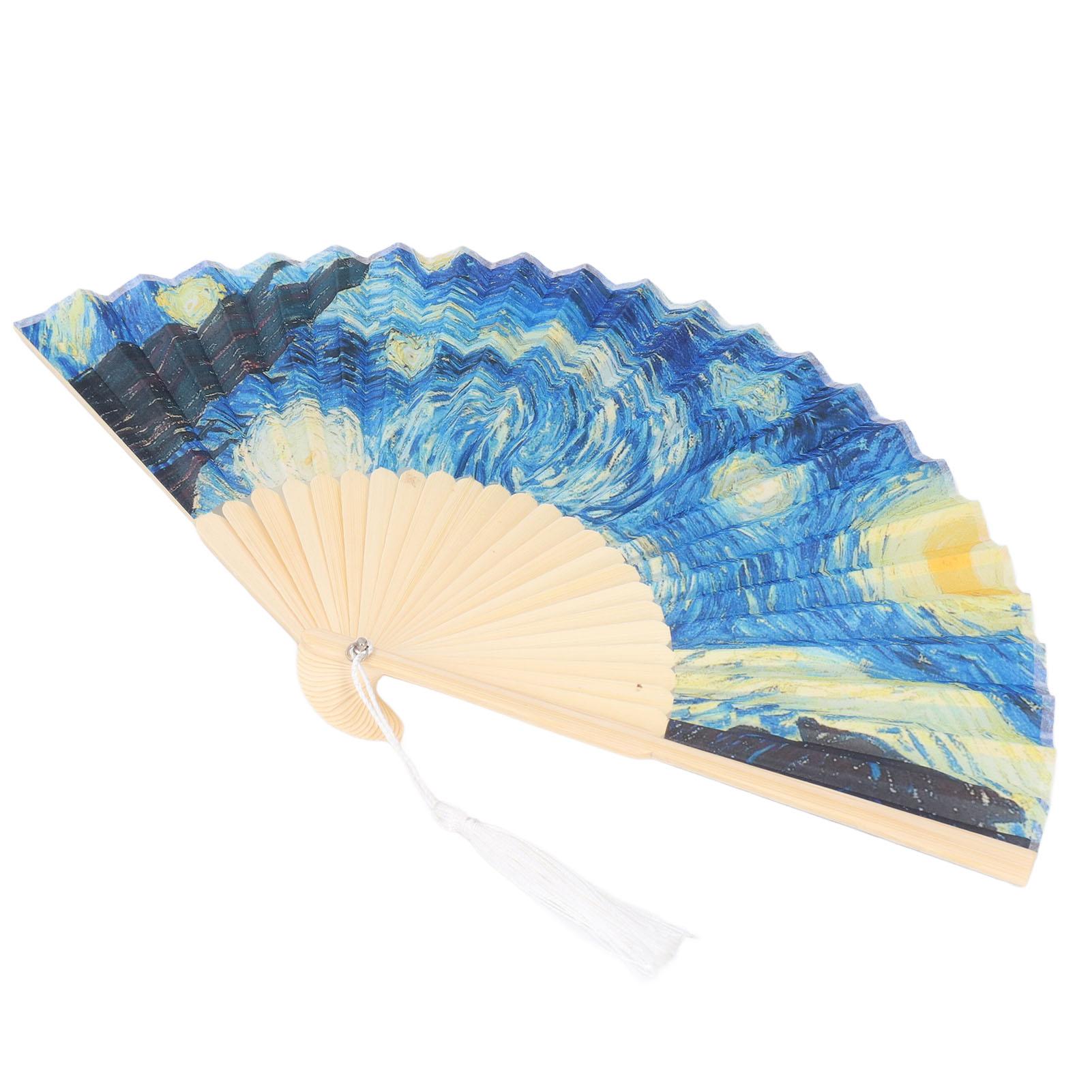 

Folding Hand Fan 21cm Bamboo Handheld Fan for Summer Cooling Stage Performance Home Decoration Type 2