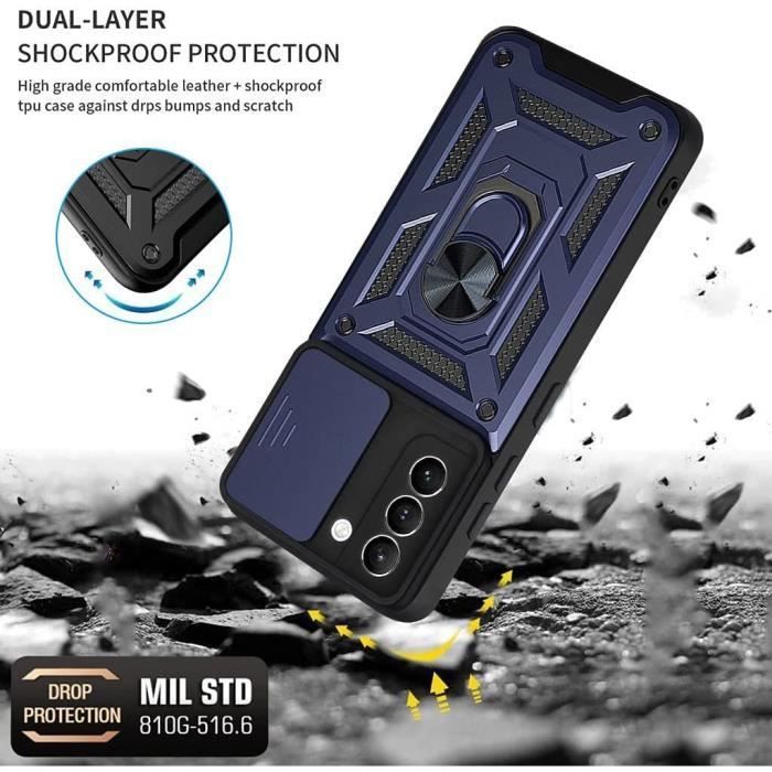 Coque de Protection - PROSHOP - Samsung S21 FE - Bordure Renforcée - Antichoc - Bleu Marine