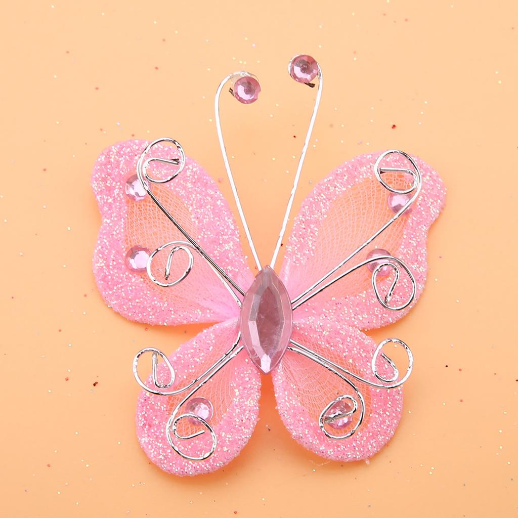 24 Stück Durchsichtiges Netz Draht Glitzer Schmetterling Hochzeitsfeier Kleiderdekoration DIY Zubehör