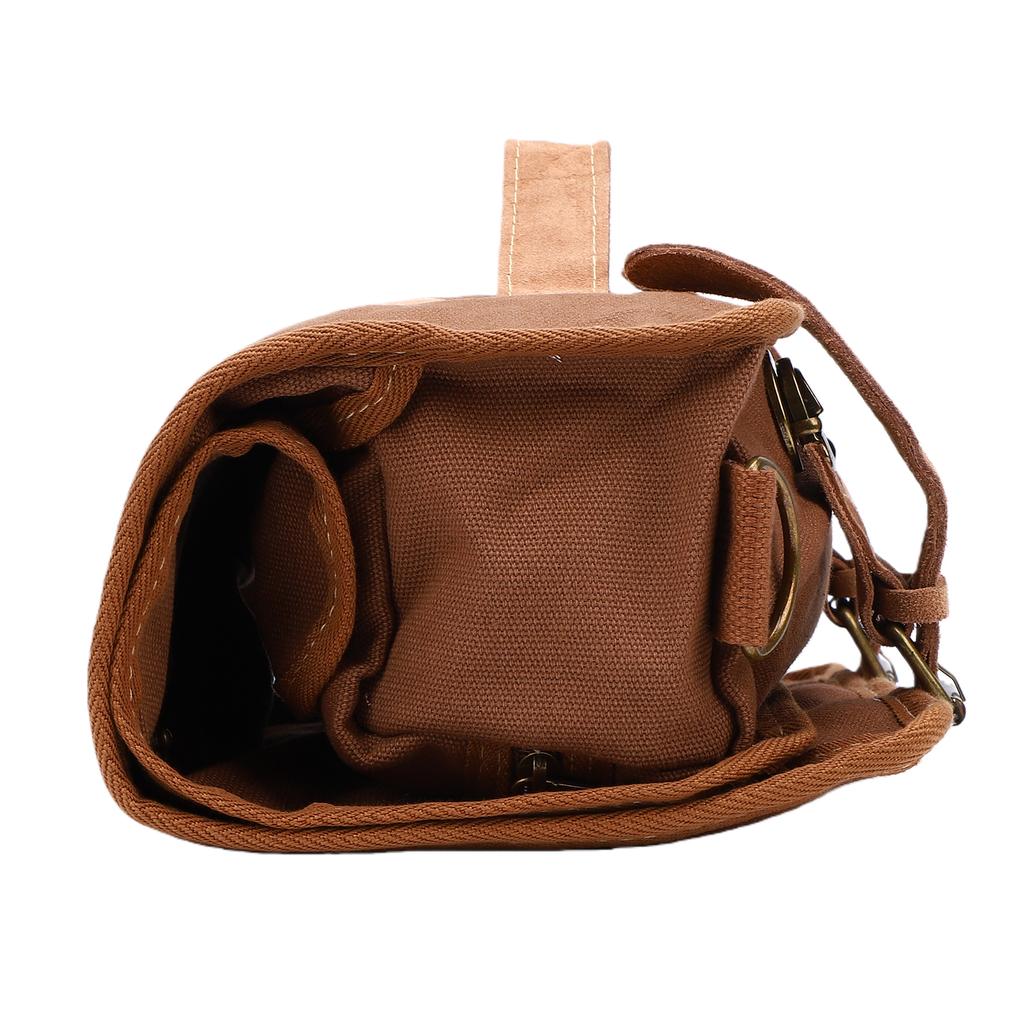 Travel Bartender Bag with Shoulder Strap Canvas Portable Carrying Bar Bag Organizer for Indoor Outdoor Party Brown