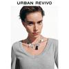 UR2026 Women's V-Neck Pleated Slim Long-Sleeve T-Shirt