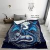Ice Dragon and Wolf Flannel Printed Blanket Soft Comfortable Bed Blanket Modern Style Themed Decorative Blanket