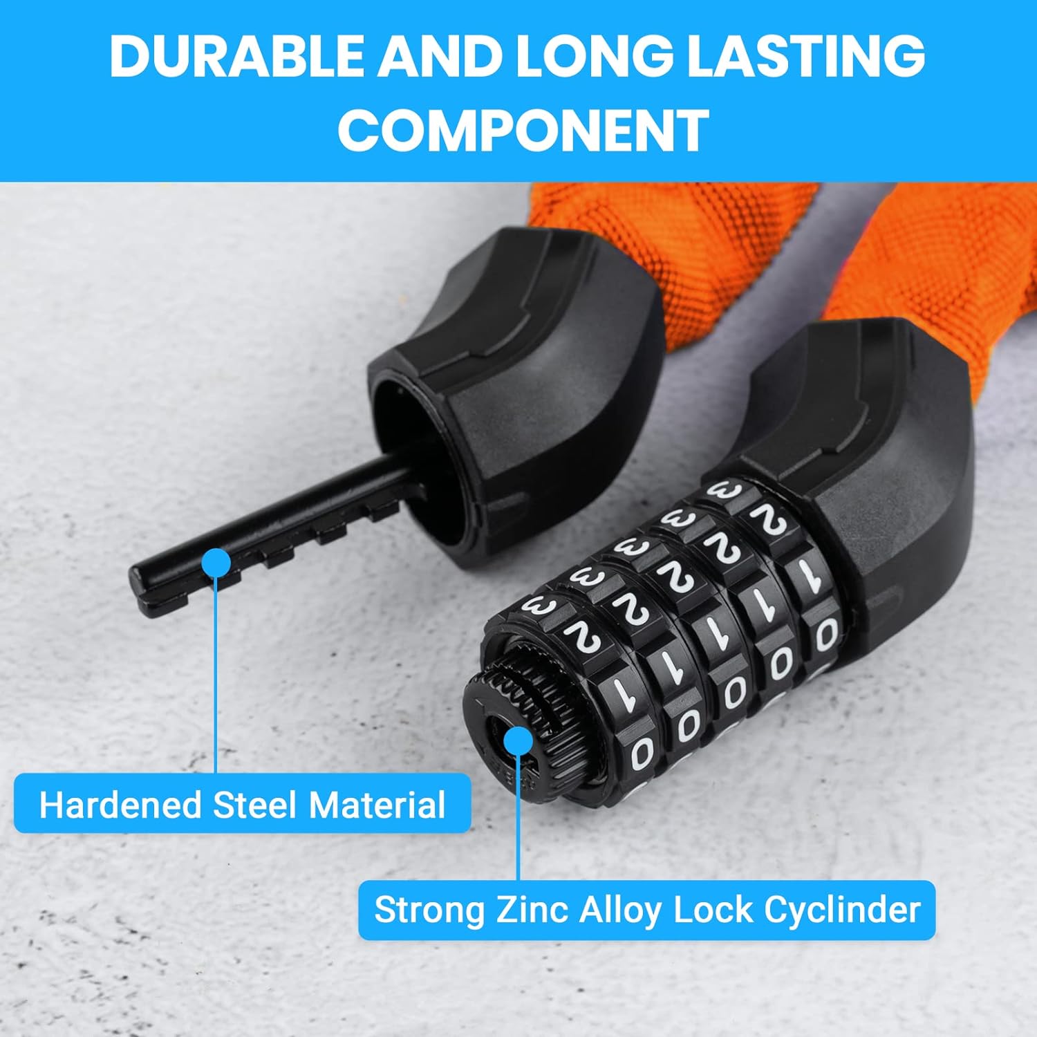 Замок велосипедной цепи Favoto — 5-значный комбинированный противоугонный велосипедный — фото 4