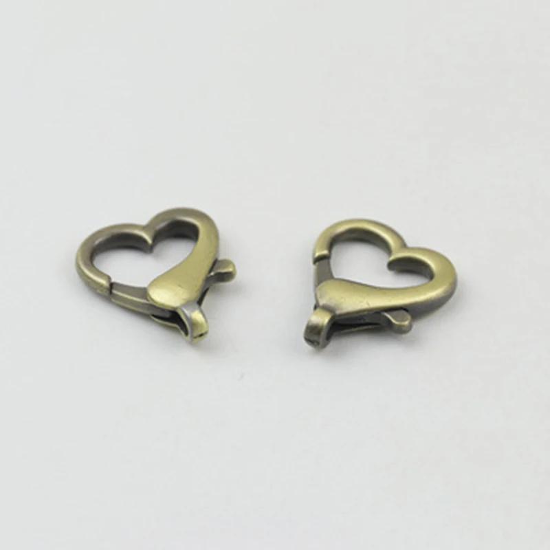 10Pcs Alloy Lobster Clasps Buckle Heart Shape Gold Color Hooks Connectors for DIY Jewelry Making Findings Accessories 20mm