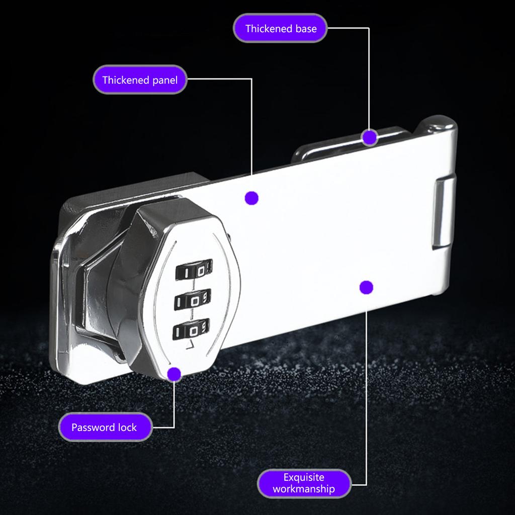 3-Digit Combination Lock Password Safety Cabinet Hasp Locks Aluminum Alloy File Cabinet Lock AntiTheft Drawer Lock