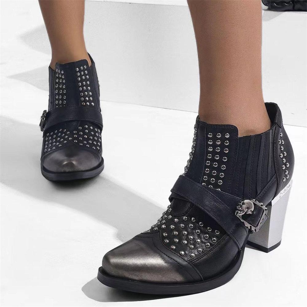 Fashion Brand Big Size Vintage Y2k Maillard Style Boots Retro Black Cowboy Boots Women High Heels Retro Western Boot High Quality Shoes