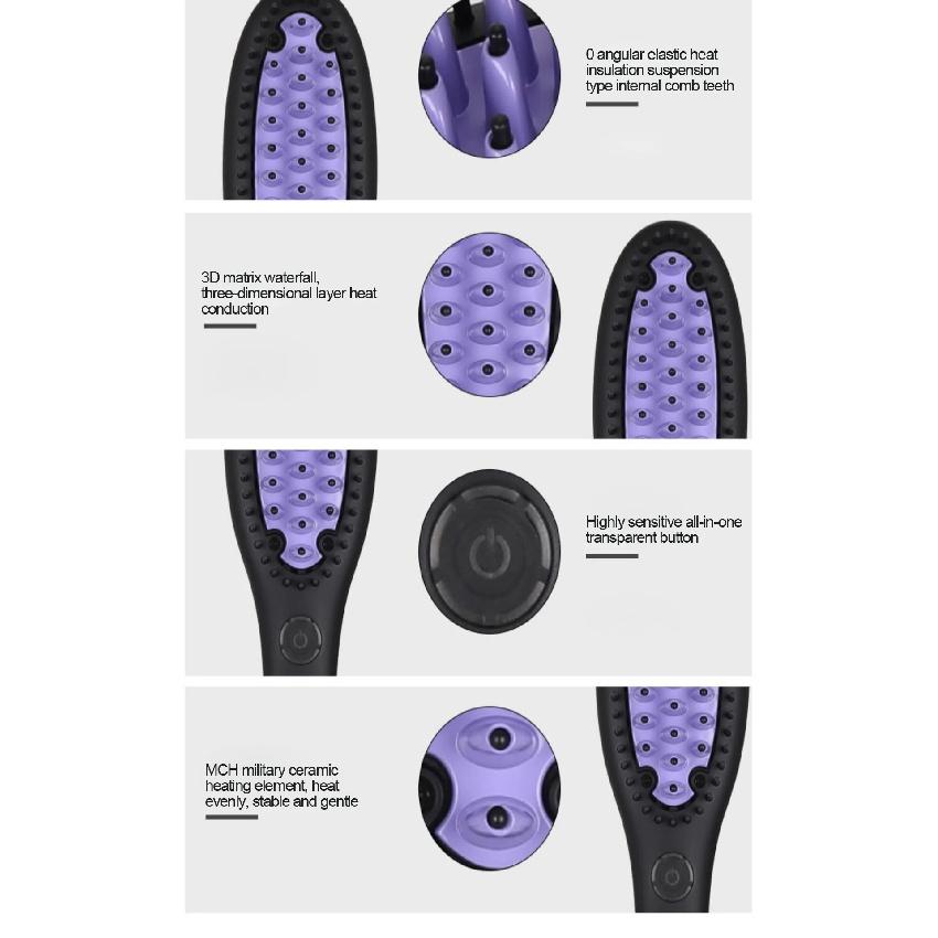Hair Straightener Brush Ceramic Fast Straightening Heating Hot Comb Women's Smoothing Brush Styling Tool Curling Iron