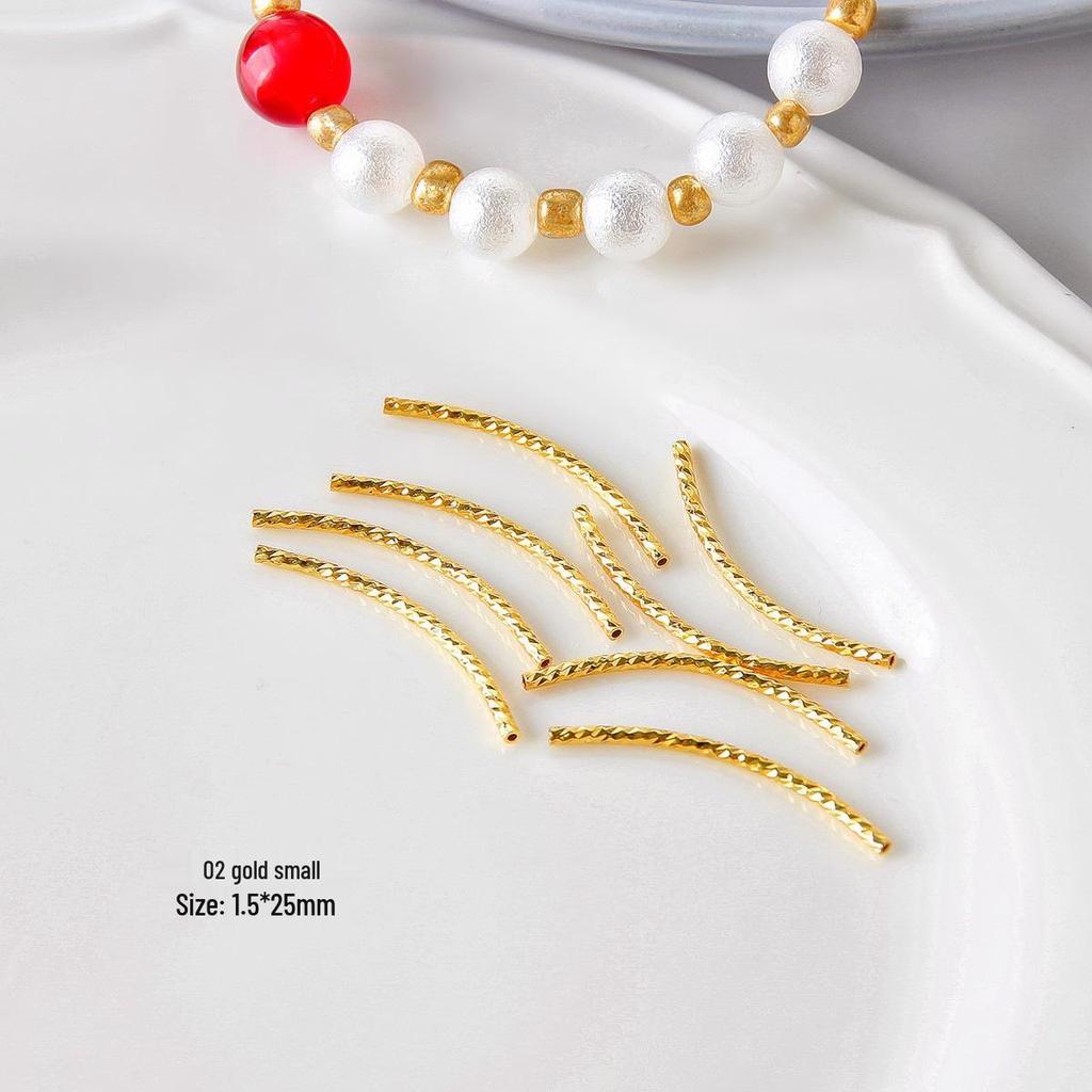 18k Gold Plated Multi-Faceted Curved Tube for DIY Jewelry Necklaces & Bracelets