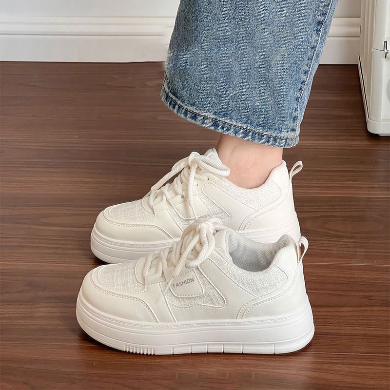 Fashion Whit Ladies Footwear Lace Up High on Platform Women's Sneakers Shoes Spring Autumn Original Offer Quality Walking 2025 New Sale