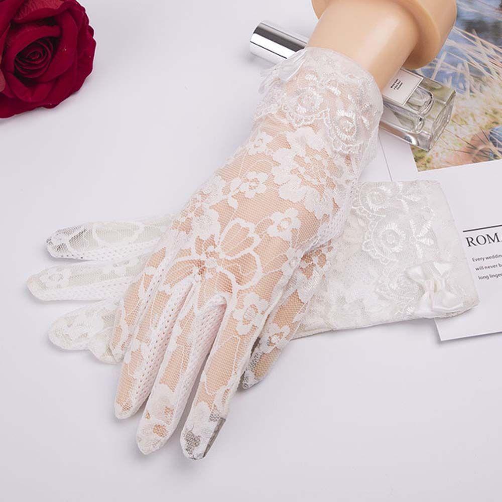 Driving Flower Lace Summer Lady Five Fingers Mitts Lace Mitten Thin Gloves  Mittens