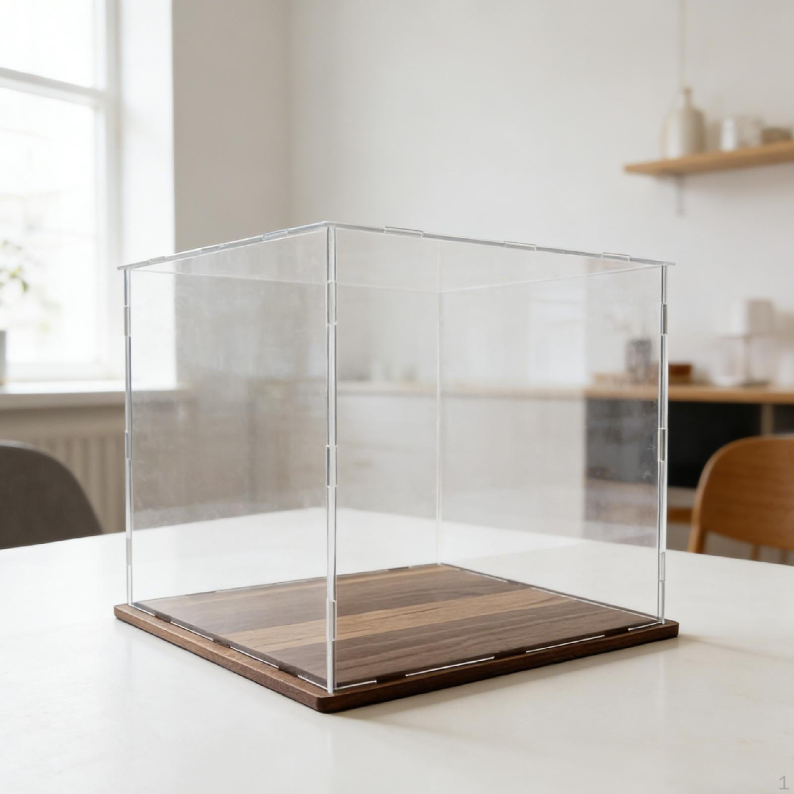 

Acrylic Display Case Figure Storage Box Countertop Showcase Dustproof Structure with Base 30cmx10cm
